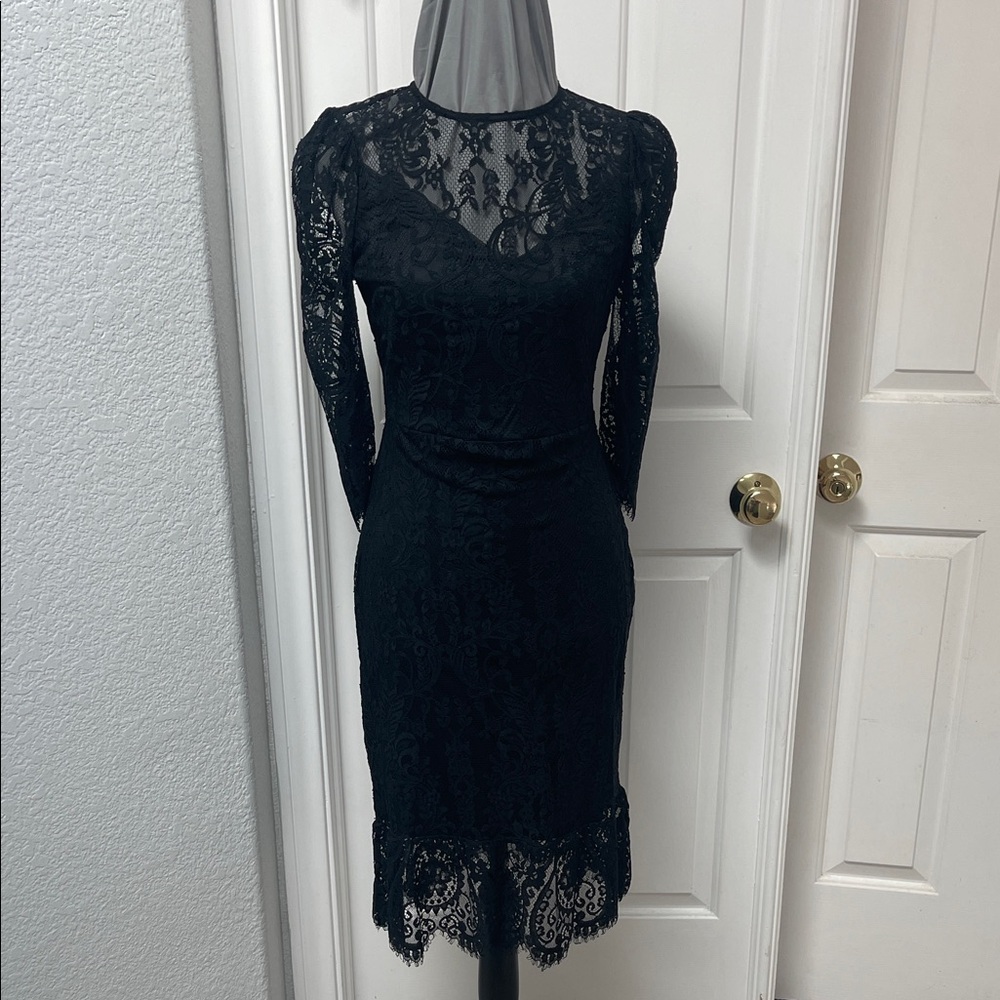 Express Black Lace Long Sleeve Sheath Dress